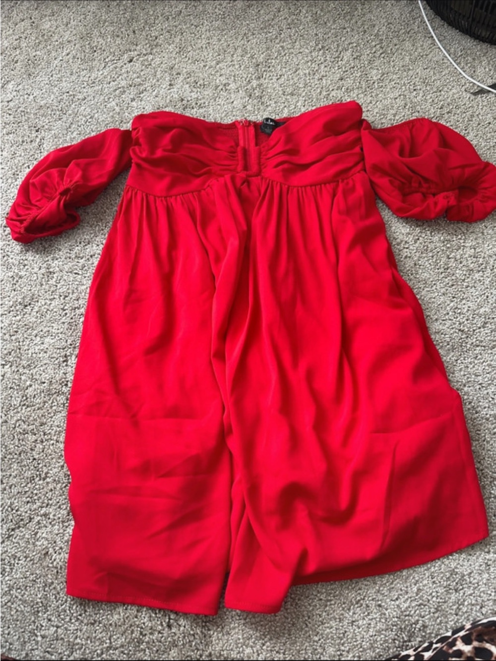 Lulu's Bright Red Off-Shoulder Mini Dress with Puff Sleeves